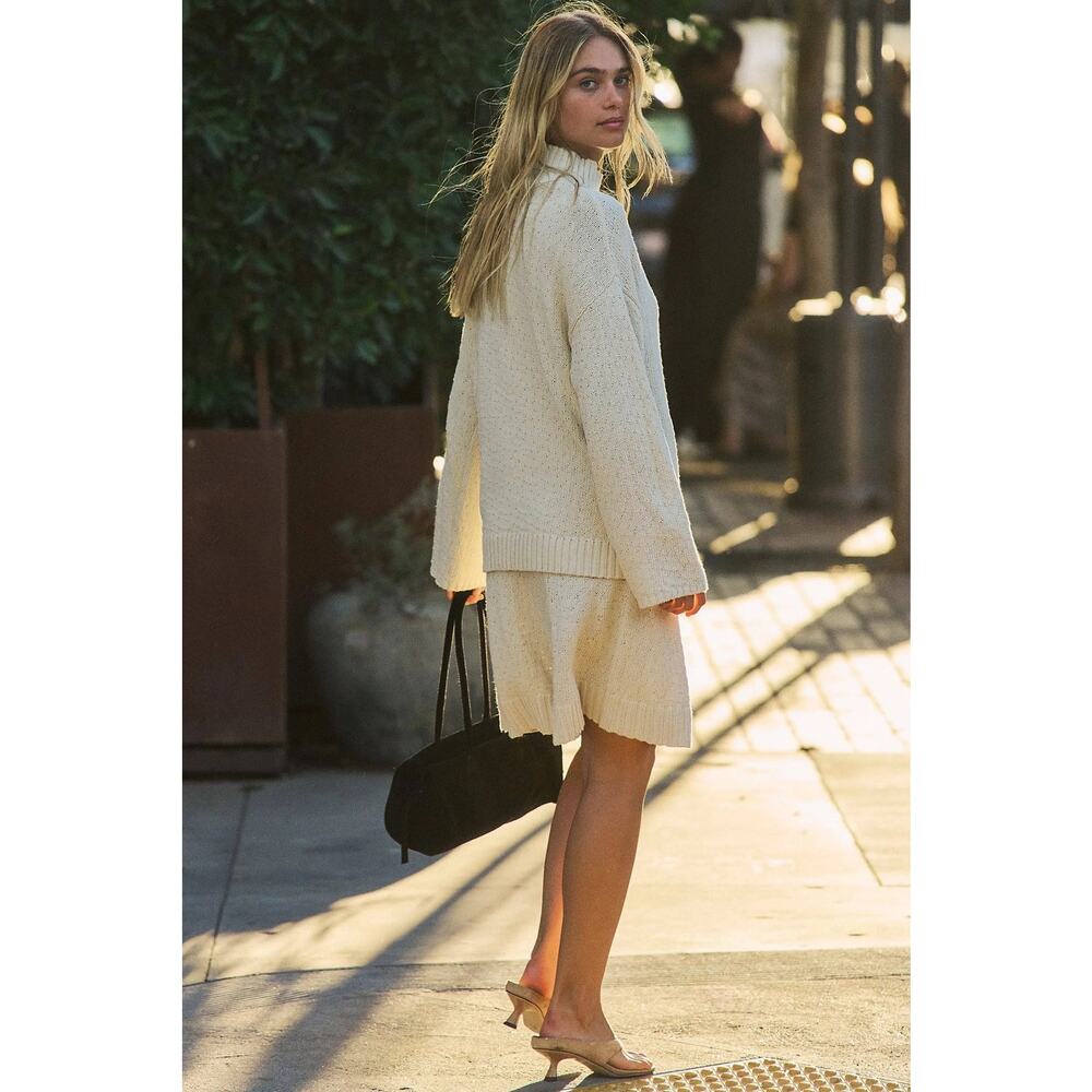 Free People Free-Est Asher Knit Sweater Skirt Set Cream White Large NWT - Picture 6 of 6